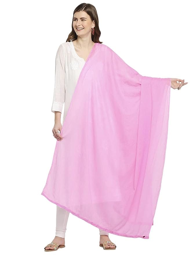 DUPATTA BAZAAR Women's Onion Pink Cotton Dupatta view 2