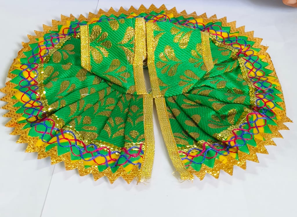 Green & Gold Laddu Gopal Dress - Exquisite Deity Attire view 2