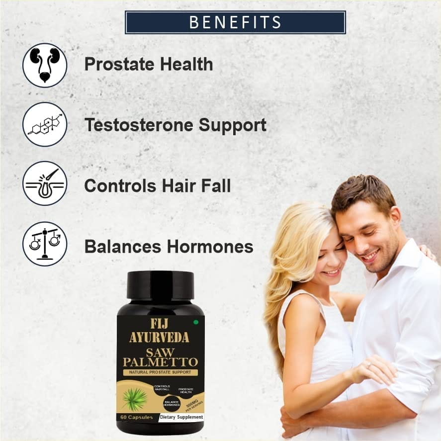 FIJ AYURVEDA Saw Palmetto Extract Capsules For Men & Women 500mg 60 Veg Capsules (Pack of 1) view 2