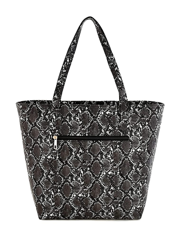Lychee Bags Women Pu Snake Finish Black Tote Bag view 2
