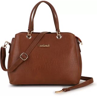 LAIK Premium PU Leather Handbags for Women Crossbody Bags for Women Top Handle Shoulder Bag Trendy Handbag for Women Adjustable Detachable Sling Strap Brown