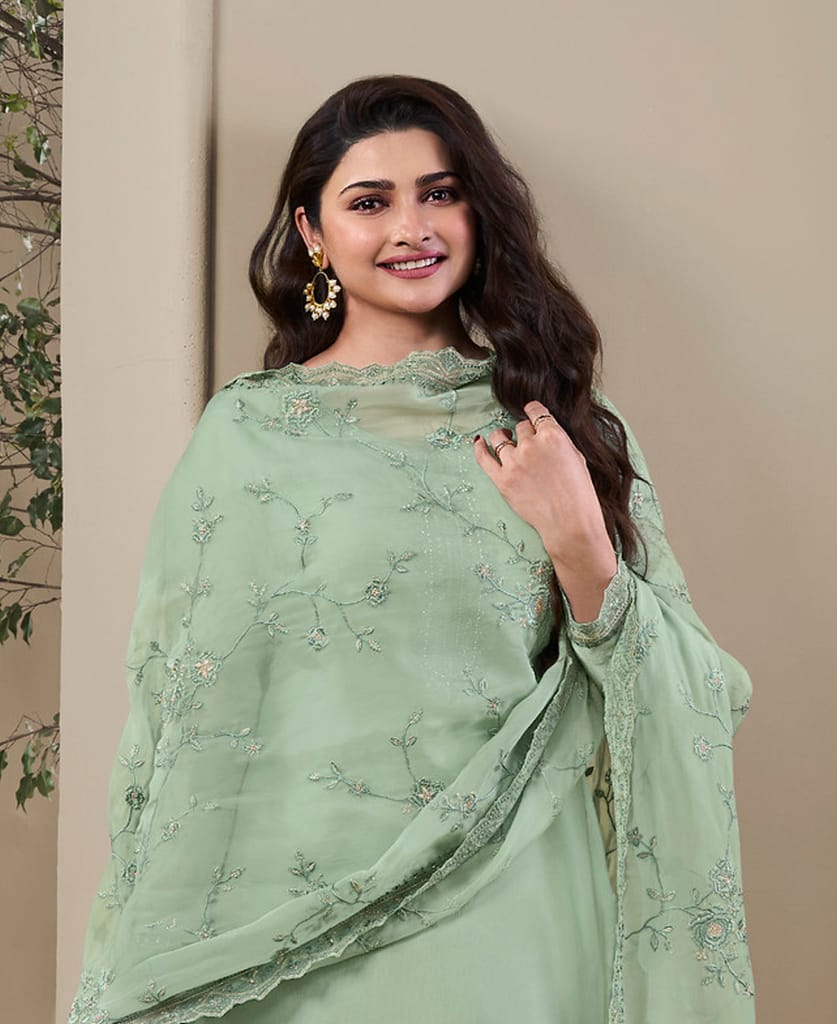 New Wedding Wear Crepe Silk Straight Suit for Women view 2