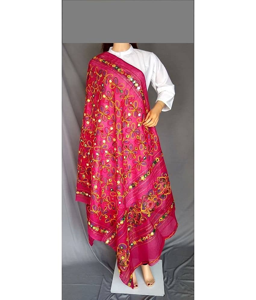 Apratim Pink Cotton Dupatta - Single view 2