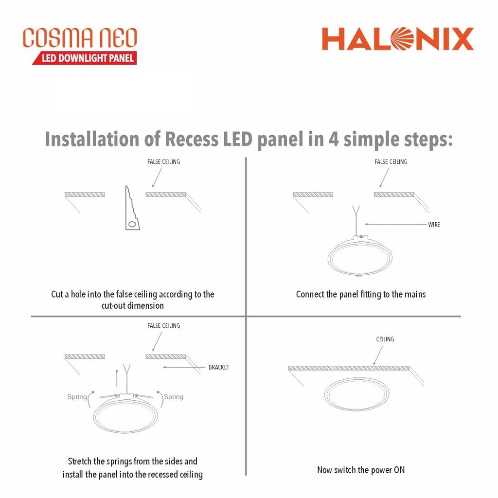 Halonix 3 in 1 Color 15W Cosma Recess Led Panel Downlighter | Three Color- Cool White, Pearl White, Yellow | Switch Off-Switch on | LED Ceiling Light for. view 2