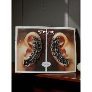 Vivastri Oxidised Silver Alloy Earcuff,Cuff Earrings for Women & Girls [VIVA2788ERG] (Pack of- 1 Pair Earring)