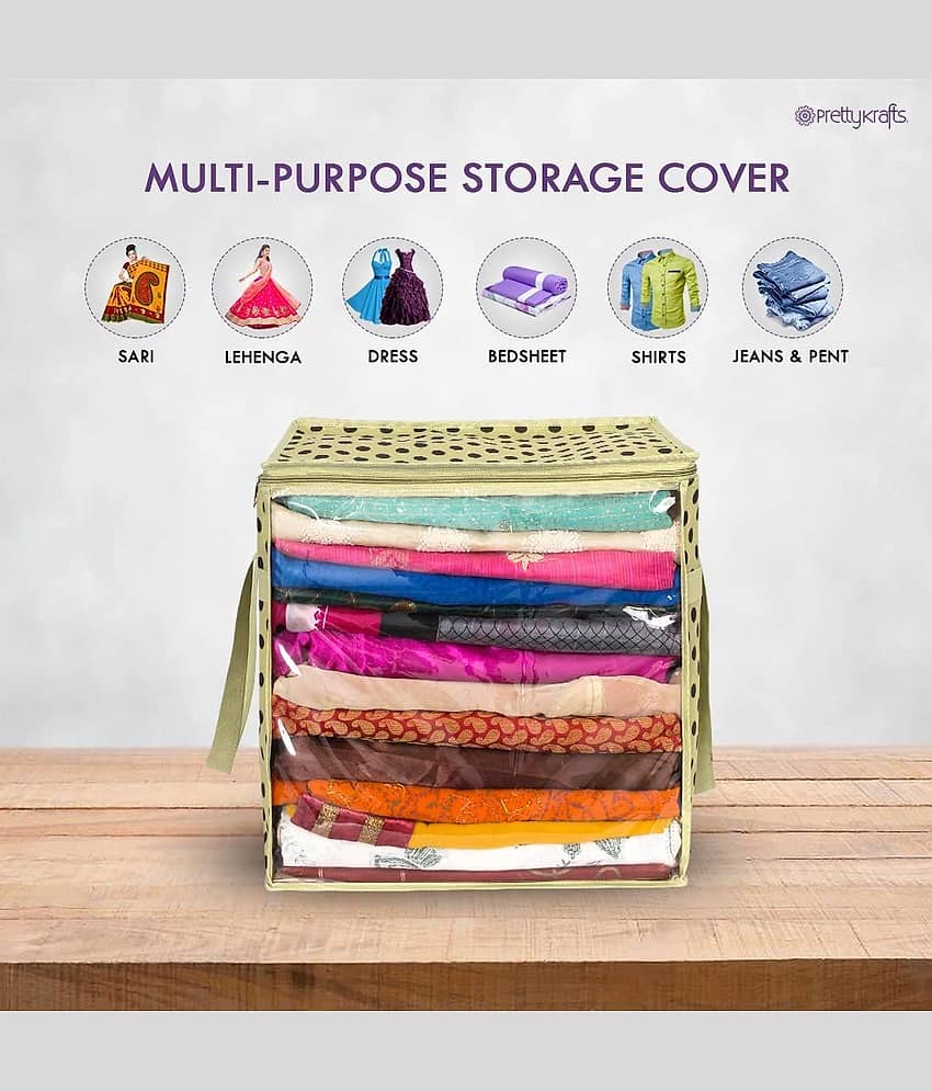 PrettyKrafts XL Saree Cover/sari organizer with handles and transparent front (15 * 12 * 15 In), Pack of 2 view 2