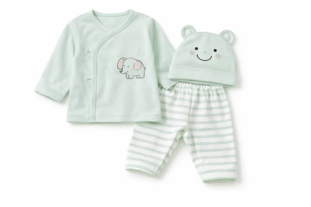 Baby Boys' Elephant Print Cotton Clothing Set with Cap (3-Piece)