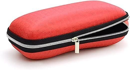 Eyenaks Portable Zipper Eyeglasses Case Sunglasses Hard Case Box Protector for Men Women Students (Red) view 2