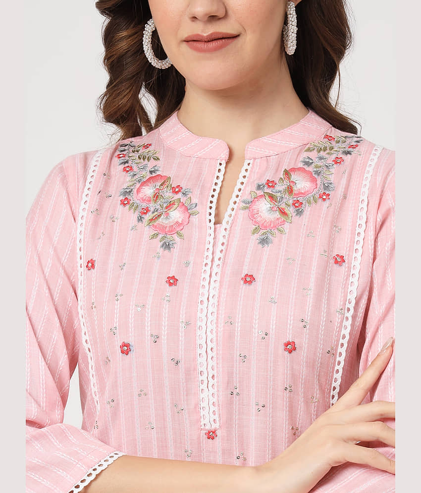 AMIRA'S INDIAN ETHNICWEAR - Pink Viscose Women's Straight Kurti ( Pack of 1 ) view 2