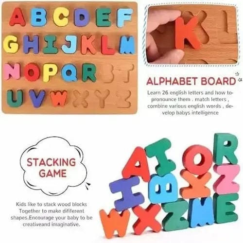 4 in 1 Wooden Puzzle for Kids | Alphabet, Numbers & Shapes Toy view 2