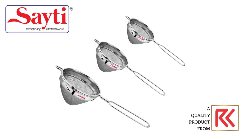 RK Sayti Stainless Steel Conical Strainer, 304 Grade Single Mesh, Premium Polish, Medium,Large,XL Pack of 3 view 2