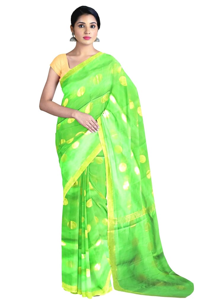 Handloom Saree On A Green Base view 2