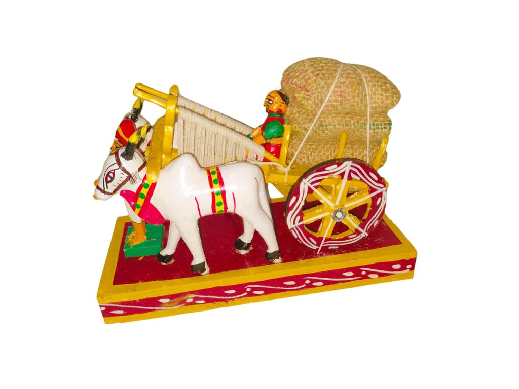Kondapalli Wooden Handicrafts Yellow Bullock Cart view 2