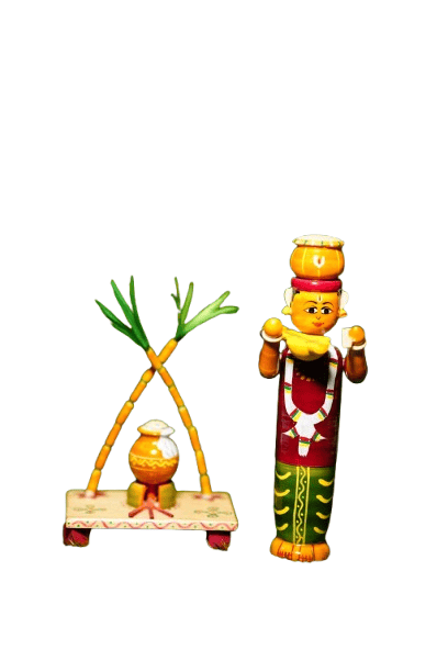Handcrafted Wooden Indian Festival Toys Set & pongal theme view 2