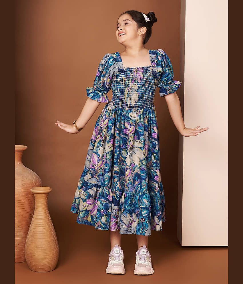 OTABU Polyester Dress For Girls ( Pack of 1 , Multicolor )
