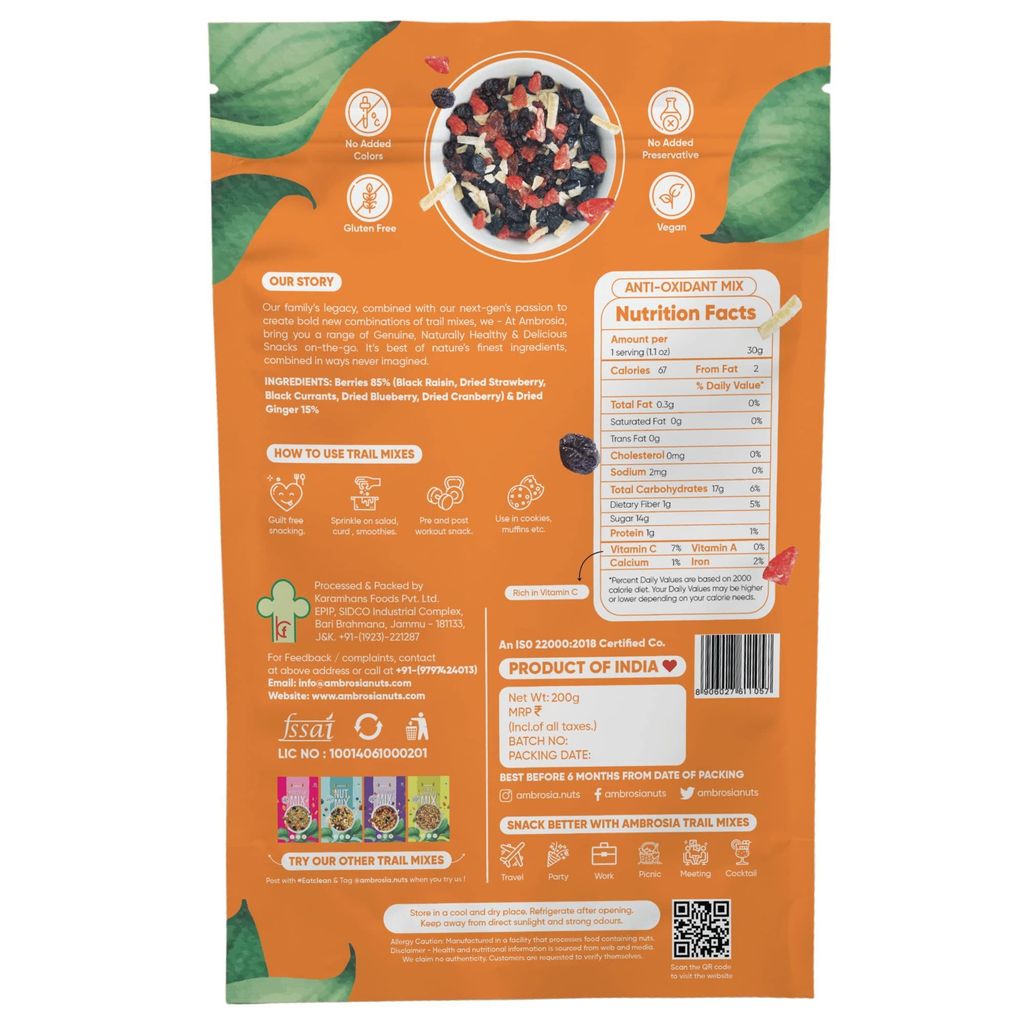 AmbrosiaAntioxidant Trail Mix 200g | Mixed Berries view 2