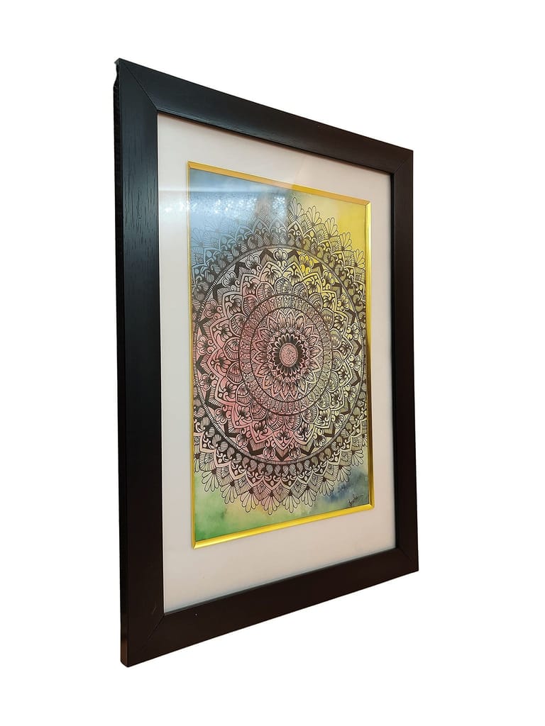 INDRICO? Original Handmade Mandala Painting by Artist Craft traditional Dot Decor Art with Black Frame Multi Colour Pack of 1 view 2