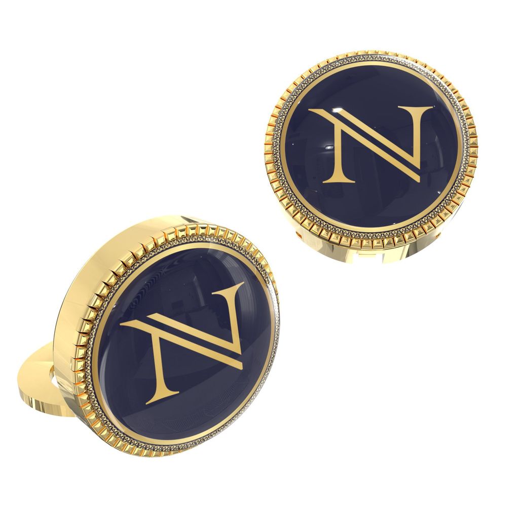 The Smart Buttons - Gold Colour Plated Shirt Button Cover Cufflinks for Men - Personalized Initials - N view 2