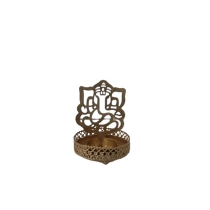 AZIZ GLOBAL TRADING/ BRASS PALATED GANESH T LIGHT CANDLE HOLDER IN LASER CUTTING view 2
