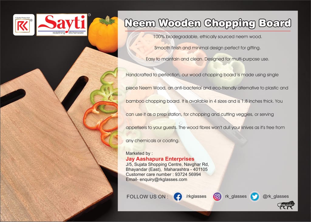 RK Natural Bamboo Wood Chopping Cutting Board - Extra Large 28x17cm | Eco-Friendly, Anti-Microbial, BPA-Free | Perfect for Kitchen Vegetables, Fruits & Cheese view 2