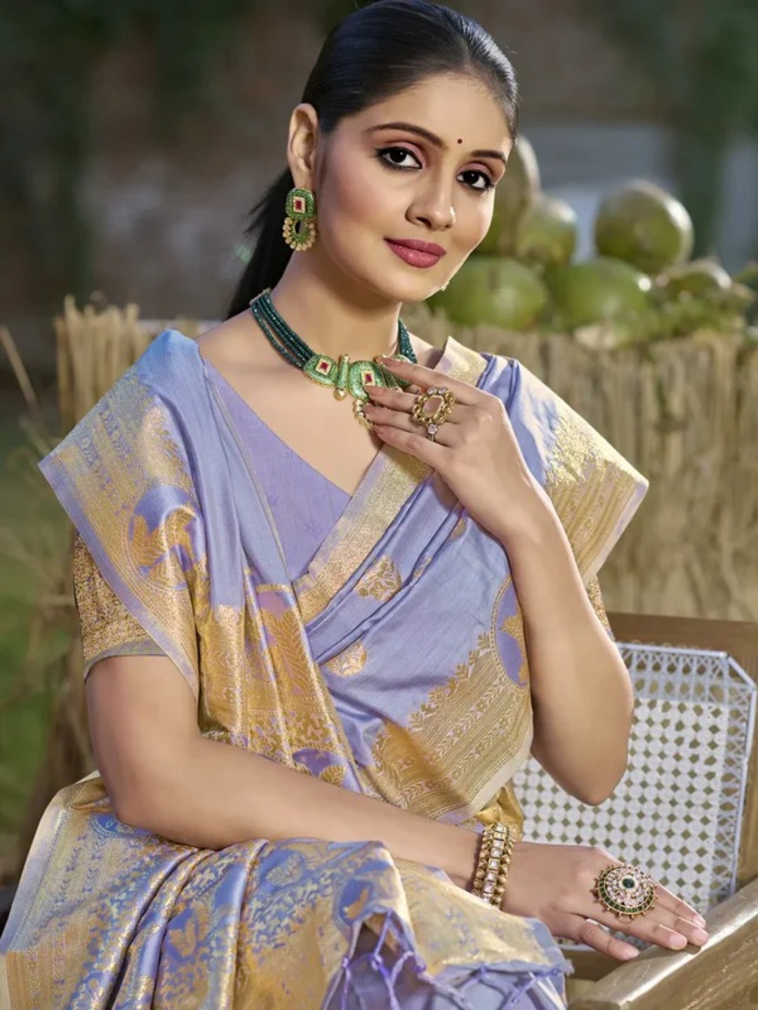 Purple Silk Saree view 2