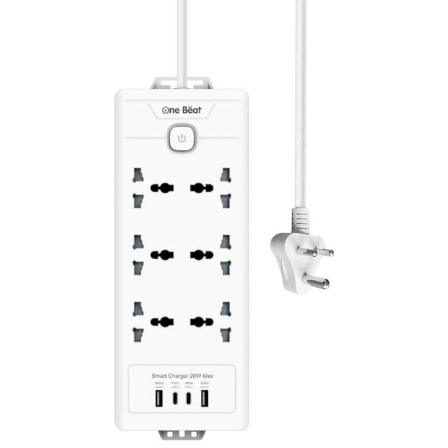 One Beat 10 in 1 Fast Charge, 20W PD Fast Charging Extension Board with USB C Port with Universal Sockets and USB 20W Fast Charging Ports with Surge Protector (6 Socket + 2 USB A+ 2 USB Type C) view 2