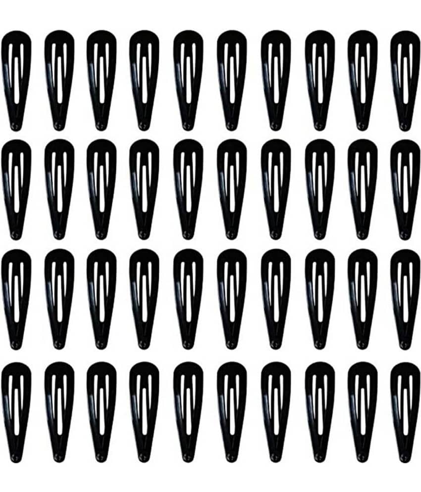 40 pcs Black Barrettes Small Snap Clip Size 30 mm(Small) Women Metal Hair Clips