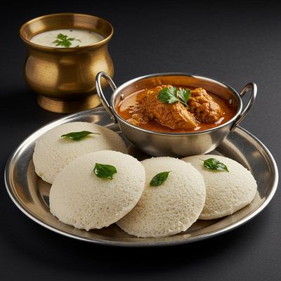 Idli + Chicken Curry