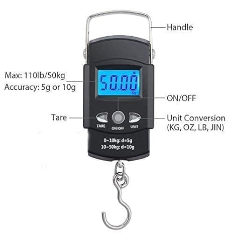 Electronic Portable Hook Type Digital LED Screen Luggage Weighing Scale (Black, 50 kg/110 Lb) view 2