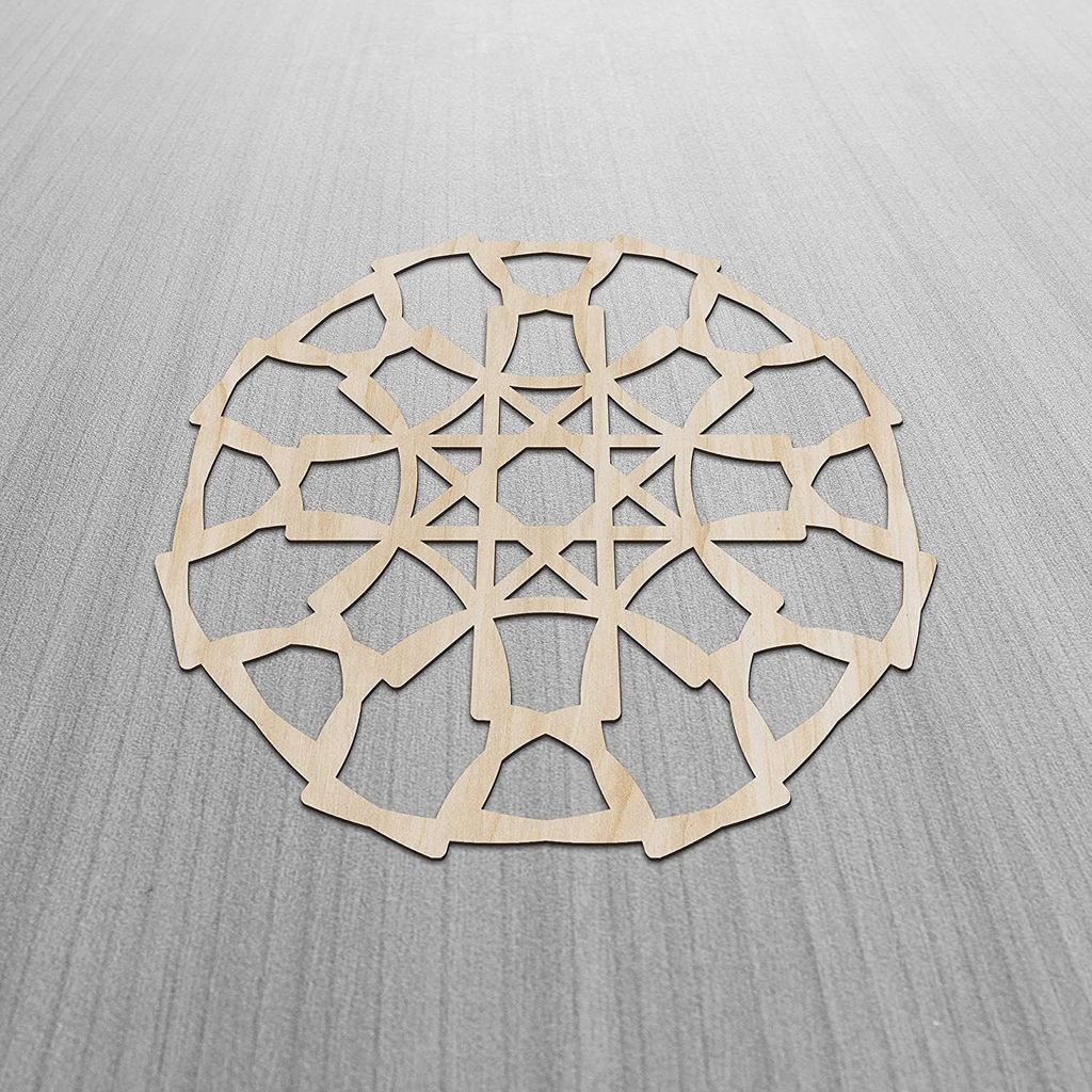 Haoser Mandala Wooden Wall Art, Whirl Look Lattice Abstarct Geometric, Birch Wood Plywood Rustic Wall Art Accent for Hallway Bedroom Living Room Cafes and Offices (Mandala Design-28_30CM) view 2