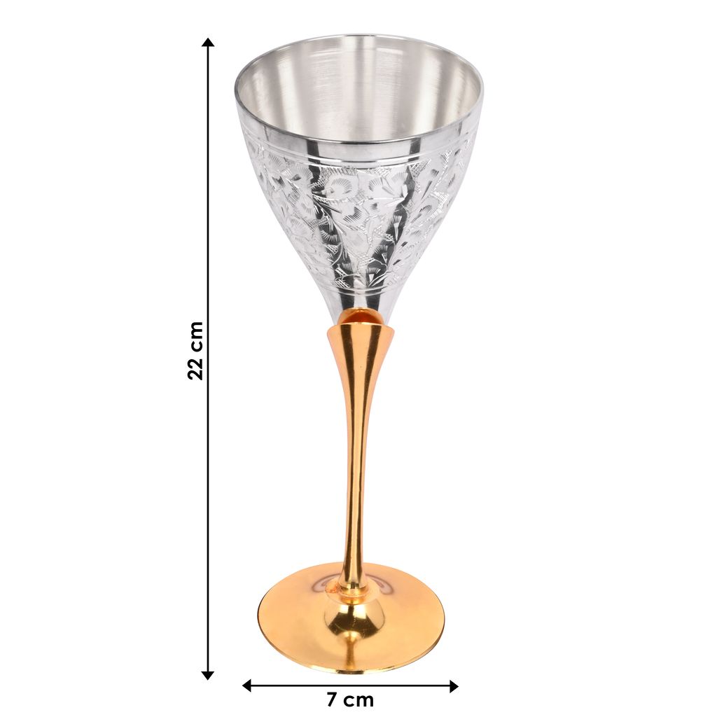 Brass Wine Glasses with Handcrafted designs (Set of 2 pcs.) With Gift Box view 2
