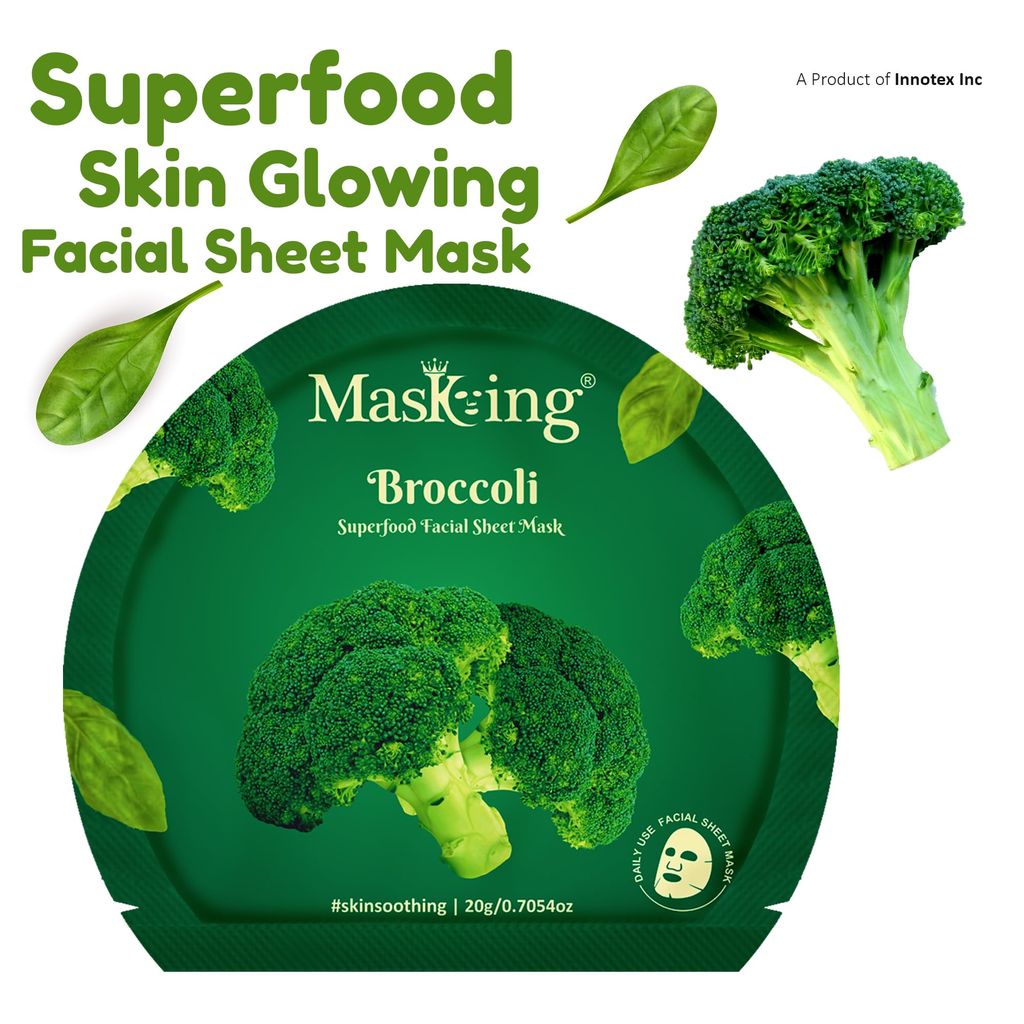 Superfood Broccoli facial sheet mask for glowing Skin and Hydrating, Pack of 4 view 2