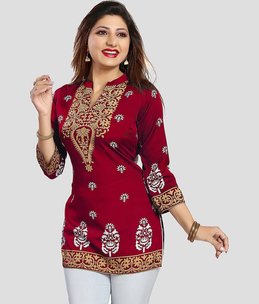 Meher Impex - Red Crepe Women's Tunic ( Pack of 1 )