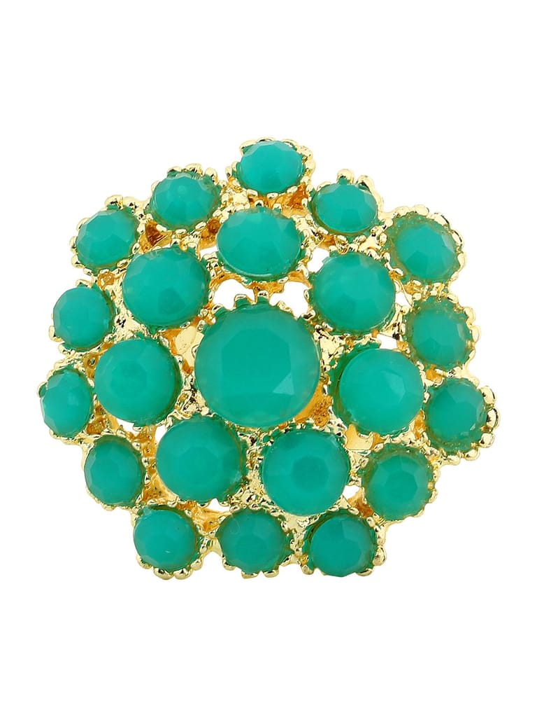 Cardinal Gold Plated Brass Light Green Color Stone Adjustable Ring view 2