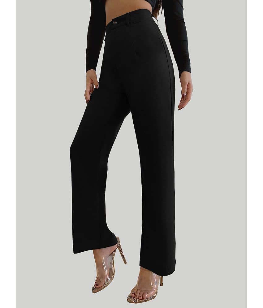 CHALODIA - Black Cotton Blend Regular Women's Casual Pants ( Pack of 1 ) view 2