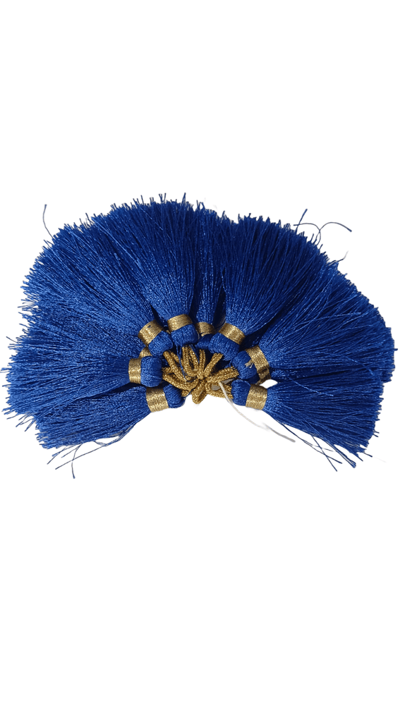Royal Blue Saree Tassels with Golden Ring for Sewing, Crafting view 2