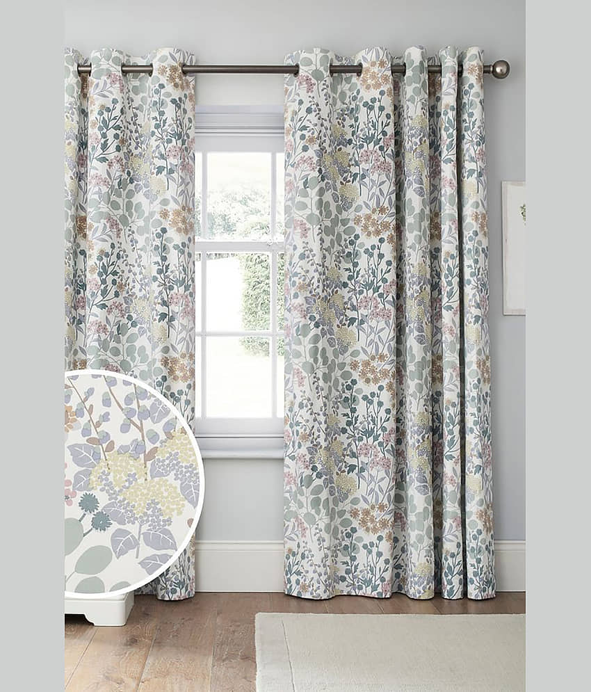 V21 decod Graphic Room Darkening Eyelet Curtain 7 ft ( Pack of 1 ) - Grey view 2