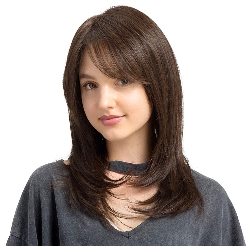 Akashkrishna Hair Wig For Women Light Weight Wig Brown Comfortable Full Head Hair Wig Fashion Women Synthetic Hair Cosplay Long Wig With Bangs Natural Brown view 2