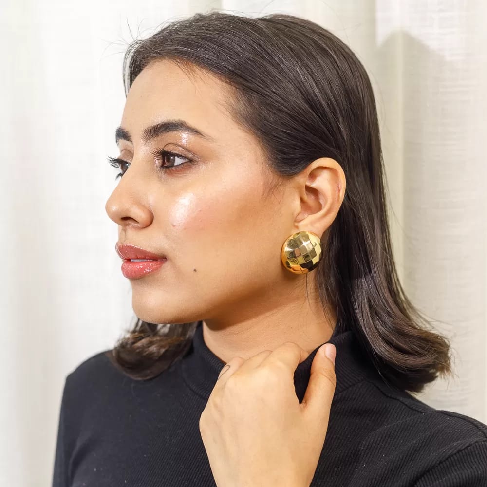 Disco Sphere Stud Earrings view 2