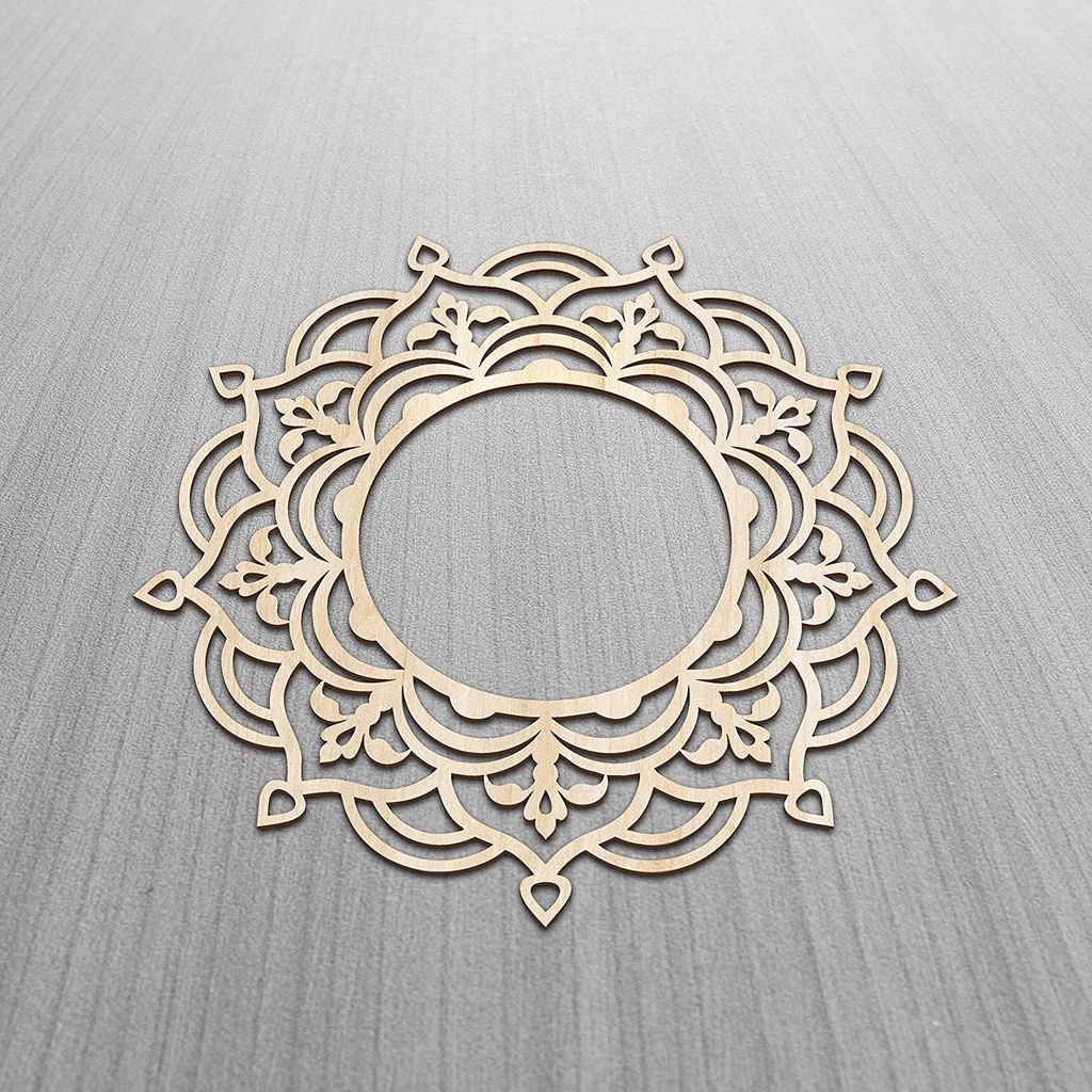 Haoser Mandala Wooden Wall Art, Traditional Star Ornament Polygonal Details, Birch Wood Plywood Rustic Wall Art Accent for Hallway Bedroom Living Room Cafes and Offices (Mandala Design-11_30CM) view 2
