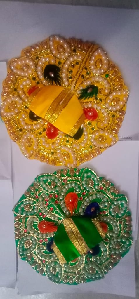 Multicolor Silk and Bukram/Cotton Laddu Gopal Dress Combo of 2. view 2