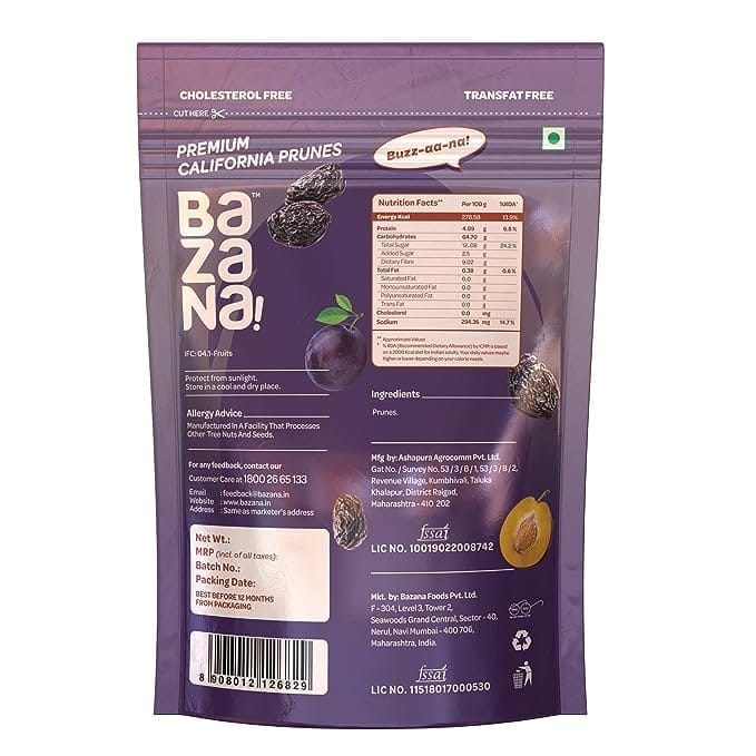 Bazana Premium Californian Prunes - 210g | Dried Plums Superfood | Antioxidant-Rich Nutrient Powerhouse - Delicious and Nourishing view 2