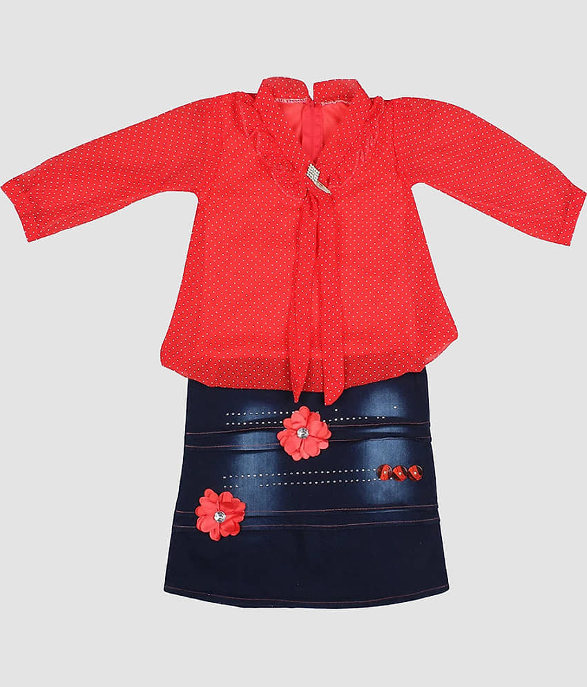 9stiches - Blue Denim Girls Frock ( Pack of 1 )