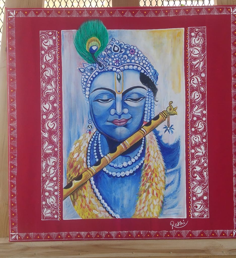 Aipanart decorations Sri krishan wall hanging painting view 2