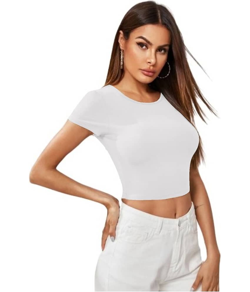 Dream Beauty Fashion Women's Polyester Crop Top ( White ) view 2