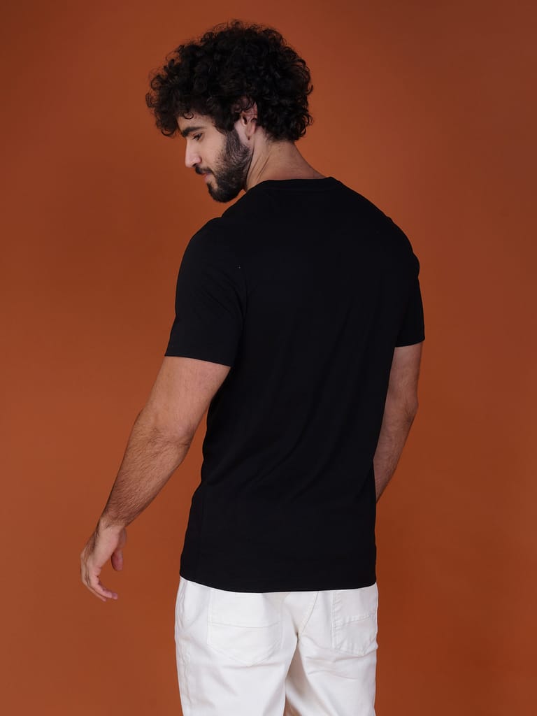 Men’s Branded European Fit Cotton Jersey T-Shirt Black view 2