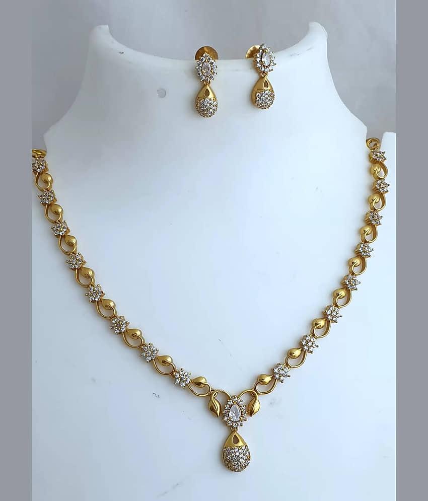 ROFARWORD Gold Brass Necklace Set ( Pack of 1 ) view 2