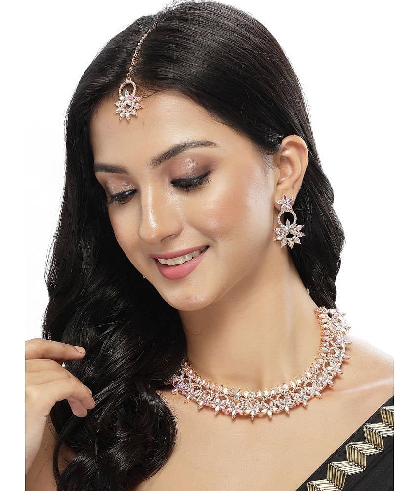 Sukkhi Rose Gold Alloy Necklace Set ( Pack of 1 ) view 2