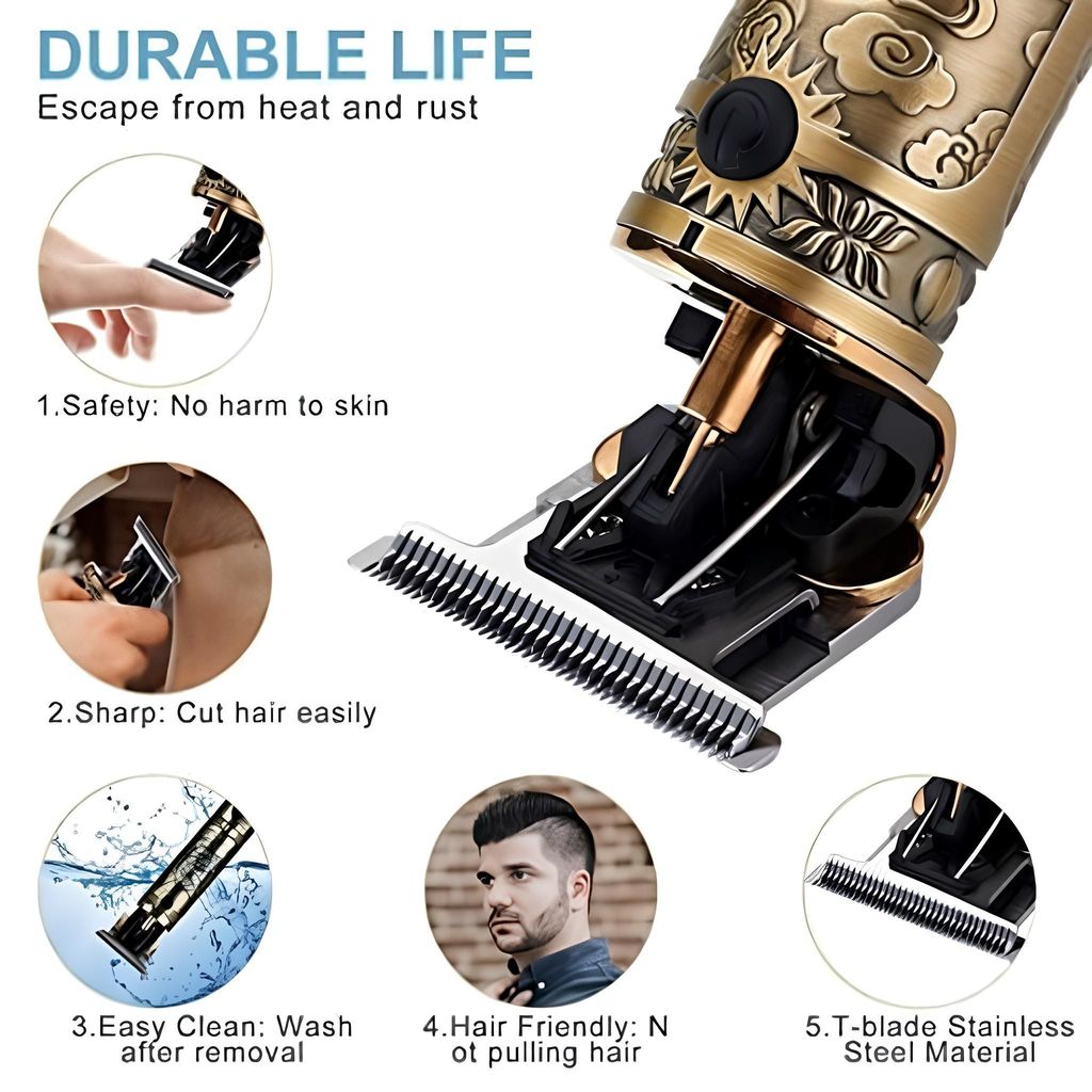 Hair Trimmer for Men Buddha Style Professional Hair Shaver | Retro Oil Head Close Cut Machine for Beard, Hair, and Body Grooming | Durable & Comfortable Design (Original Quality) view 2