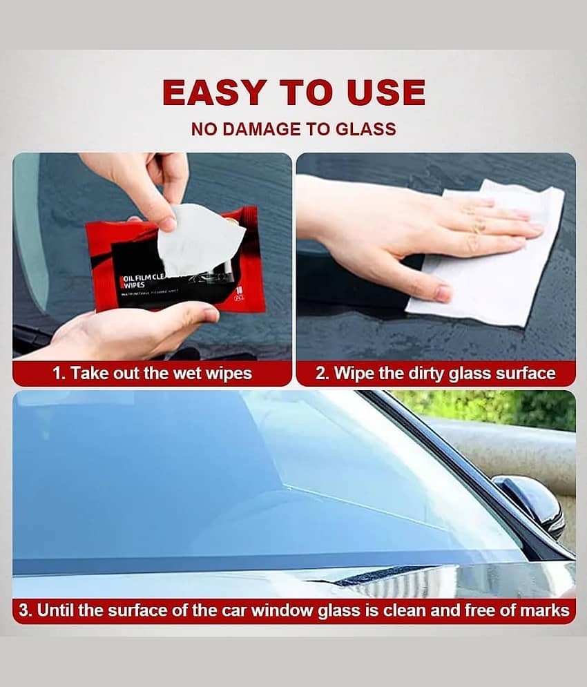kramox Car Glass Oil Film Removal Wipes, Automotive Oil Film for Windshield, Window Wipes Car Glass Cleaner Wipes, Multifunctional Wet Wipes for Quick Cleaning Oil Film (pack of 2) view 2